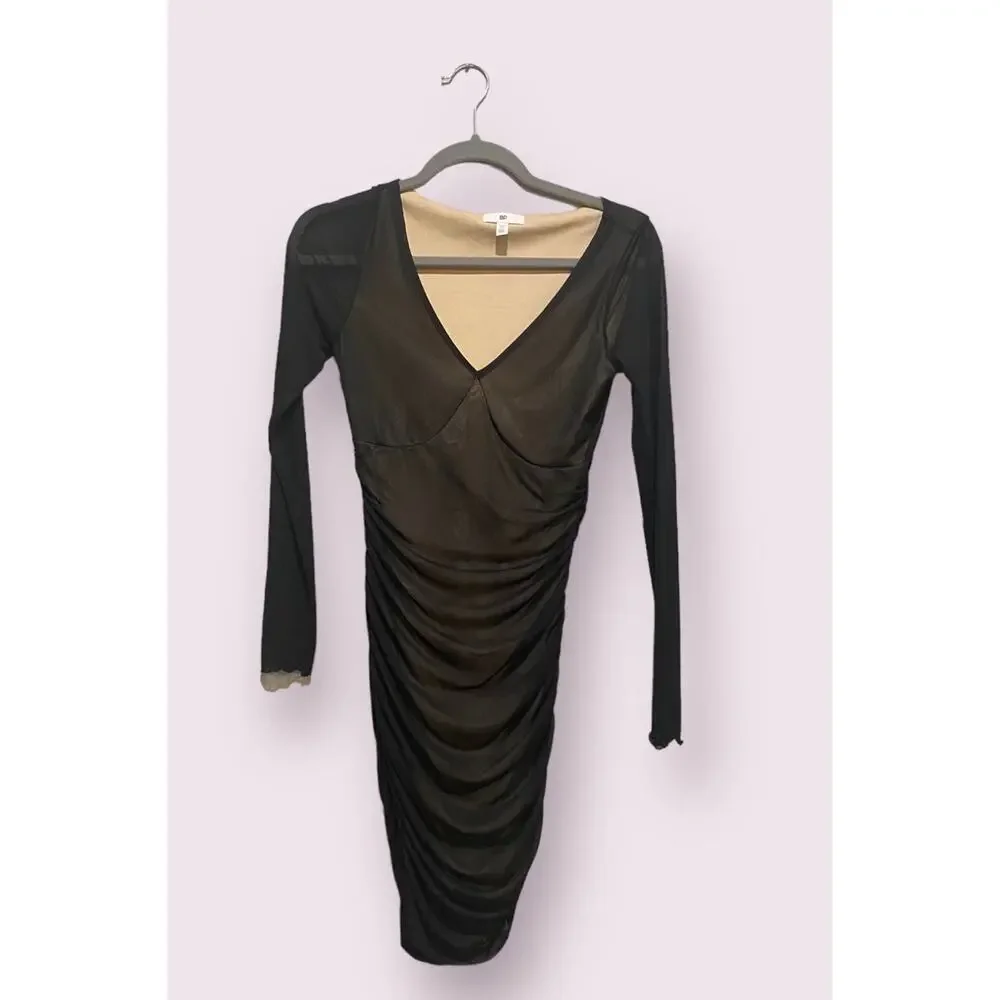 Bp Black Long Sleeve Mesh Mini Dress size XSMALL - 23 - Picture 2 of 11